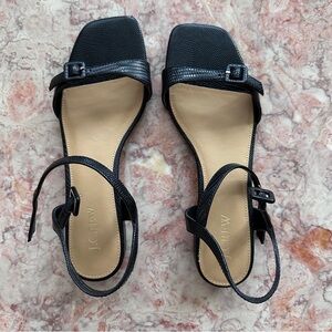 J. Crew Factory Black Textured Ankle Strap Women's Sandals